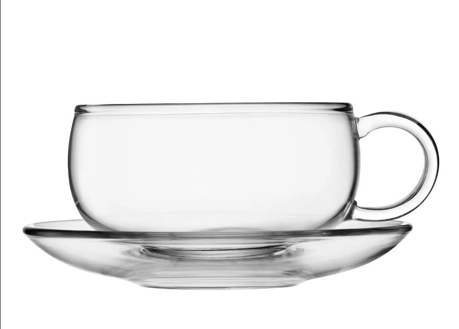 Glass Cup & Saucer, 300ml